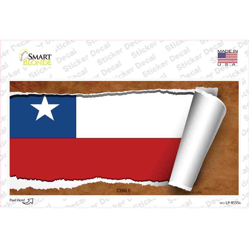 LP-9155s-M Chile Flag Scroll Novelty Sticker Decal - Medium