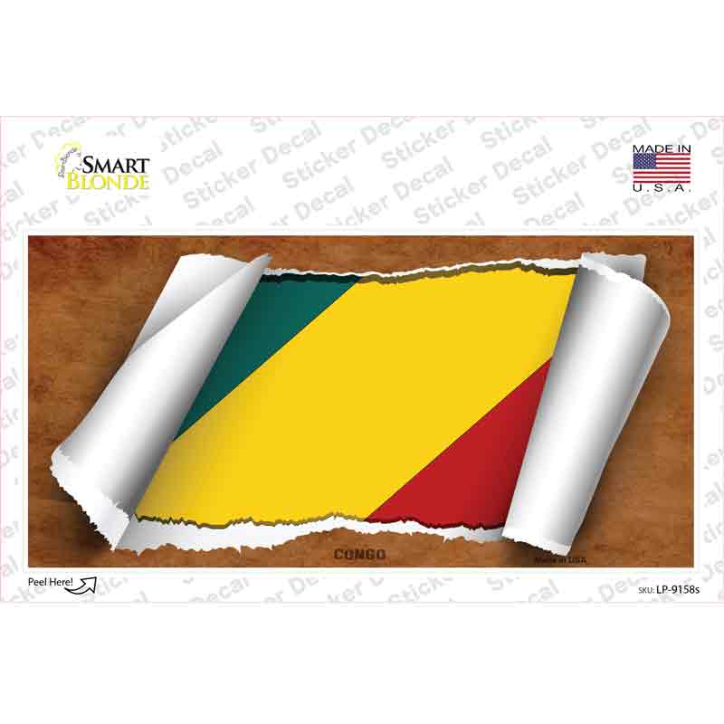 LP-9158s-M Congo Flag Scroll Novelty Sticker Decal - Medium