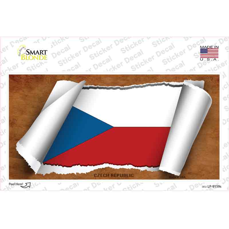 LP-9159s-M Czech Republic Flag Scroll Novelty Sticker Decal - Medium