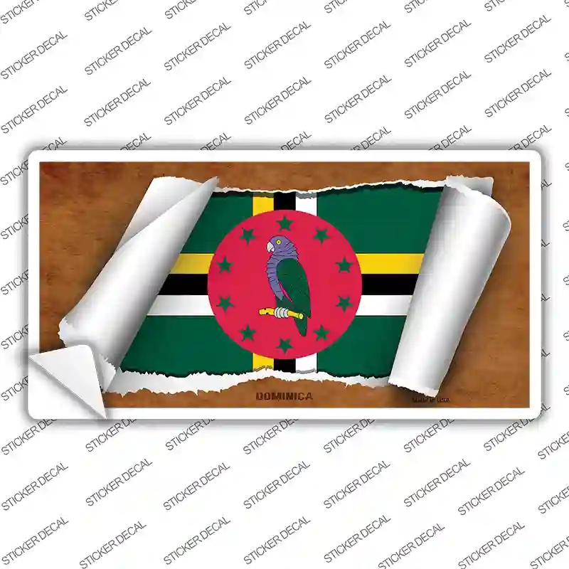 LP-9168s-XL Dominica Flag Scroll Novelty Sticker Decal - Extra Large