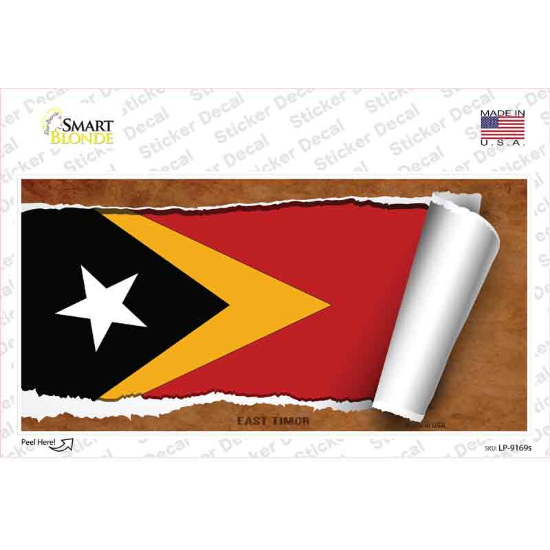 LP-9169s-M East Timor Flag Scroll Novelty Sticker Decal - Medium