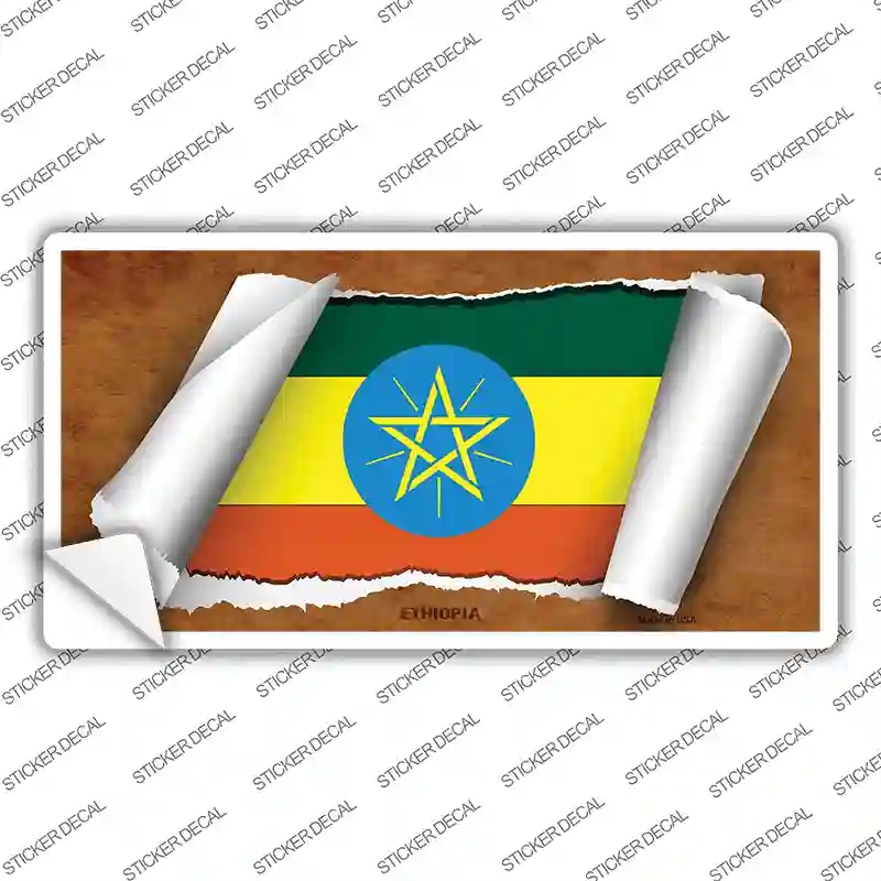 LP-9174s-S Ethiopia Flag Scroll Novelty Sticker Decal - Small