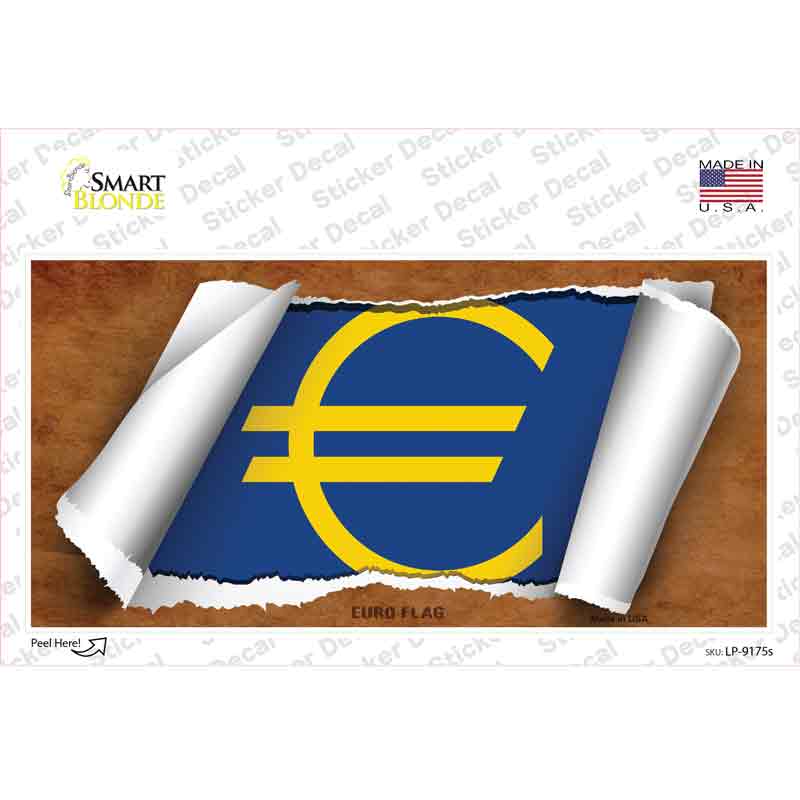 LP-9175s-M Euro Flag Scroll Novelty Sticker Decal - Medium