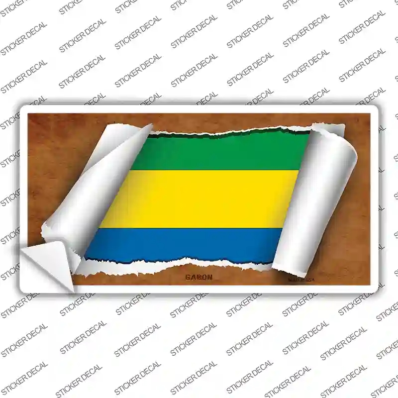 LP-9181s-XL Gabon Flag Scroll Novelty Sticker Decal - Extra Large
