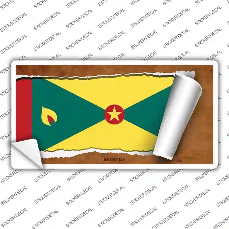 LP-9185s-S Grenada Flag Scroll Novelty Sticker Decal - Small