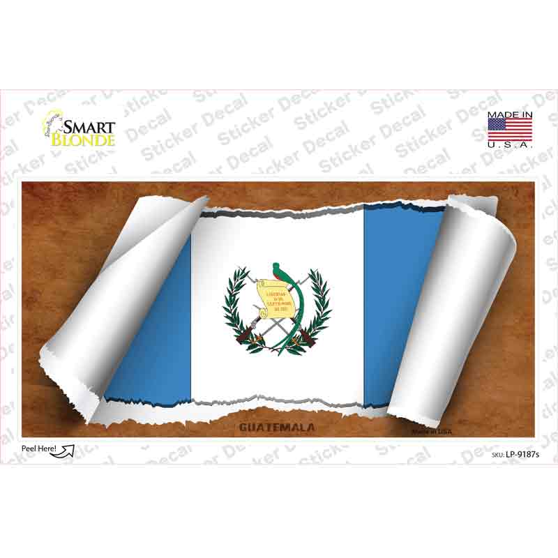 LP-9187s-M Guatemala Flag Scroll Novelty Sticker Decal - Medium