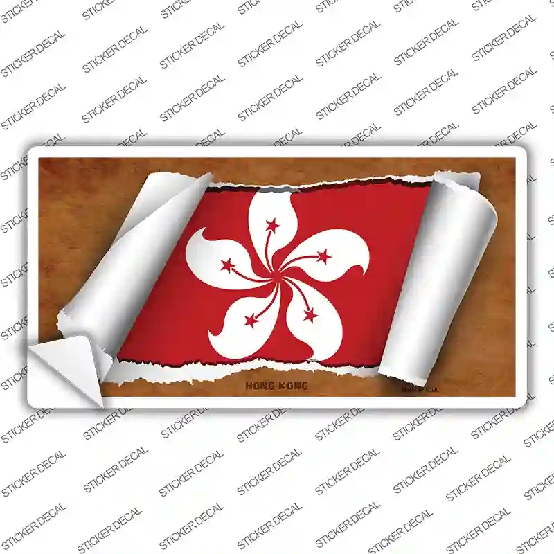 LP-9191s-L Hong Kong Flag Scroll Novelty Sticker Decal - Large