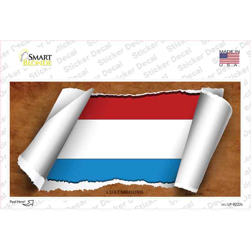 LP-9222s-M Luxemboury Flag Scroll Novelty Sticker Decal - Medium