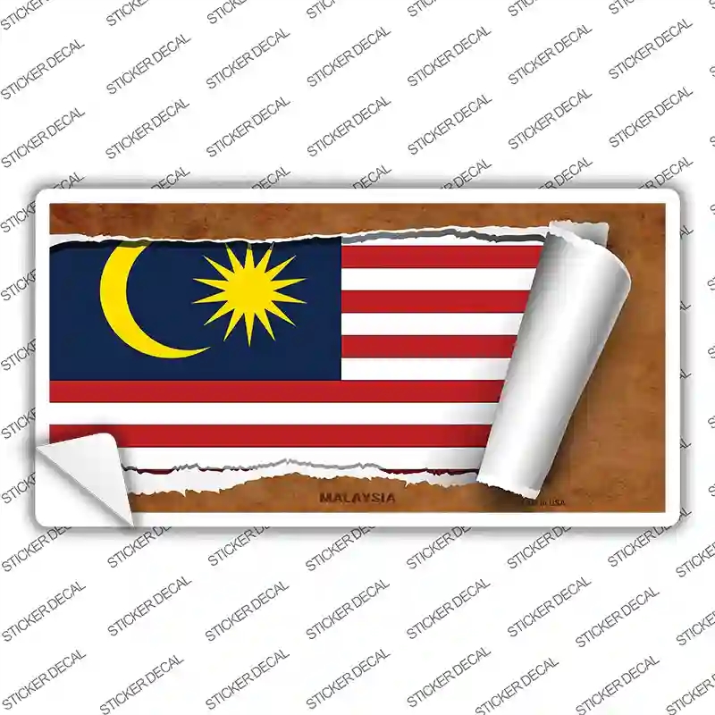 LP-9230s-S Malaysia Flag Scroll Novelty Sticker Decal - Small