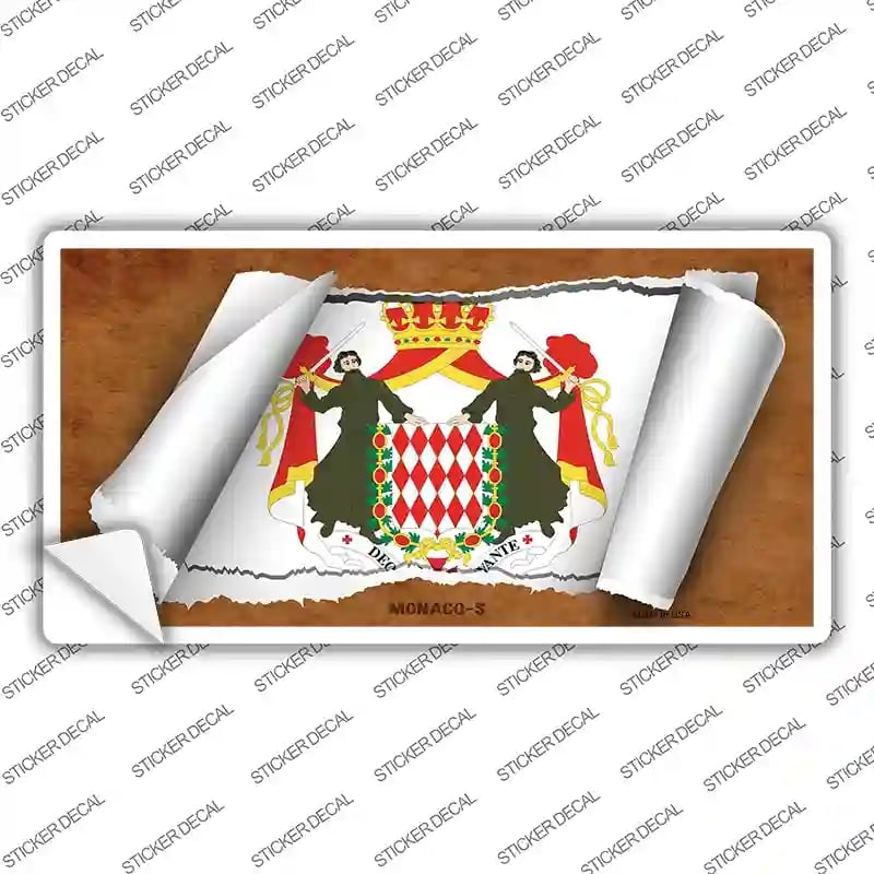 LP-9237s-S Monaco Flag Scroll 1 Novelty Sticker Decal - Small