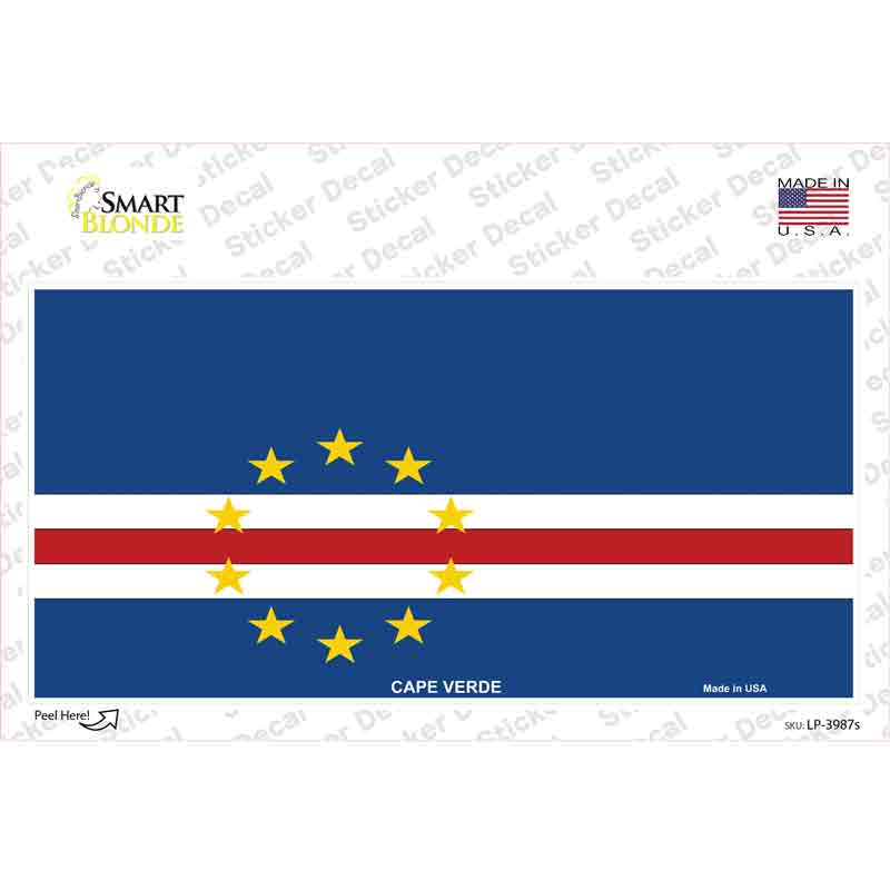 LP-3987s-M Cape Verde Flag Novelty Sticker Decal - Medium