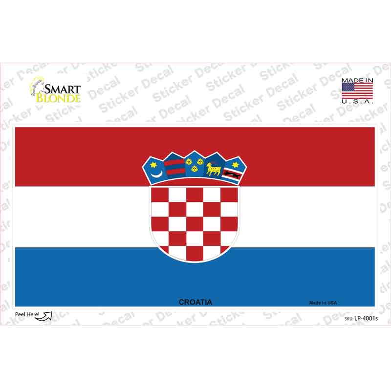LP-4001s-M Croatia Flag Novelty Sticker Decal - Medium