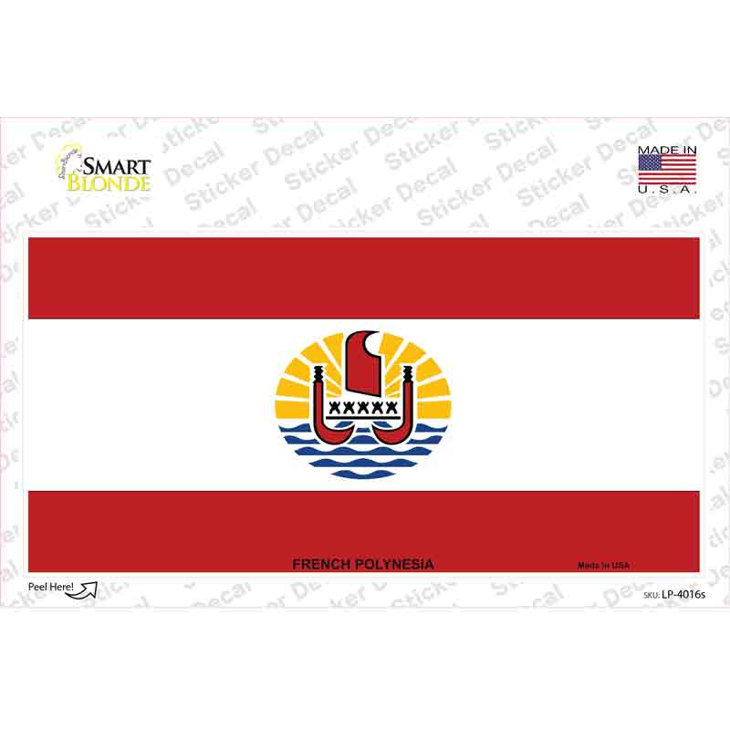 LP-4016s-M French Polynesia Flag Novelty Sticker Decal - Medium