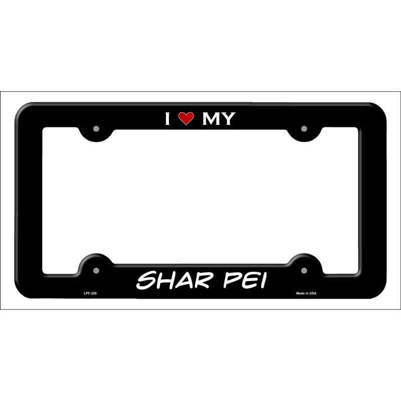 LPF-220b 12 x 6 in. Shar Pei Novelty Metal License Plate Frame, Black