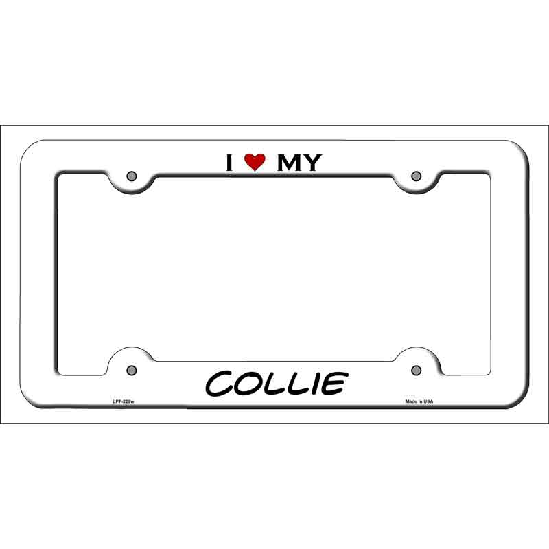 LPF-229w 12 x 6 in. Collie Novelty Metal License Plate Frame, White