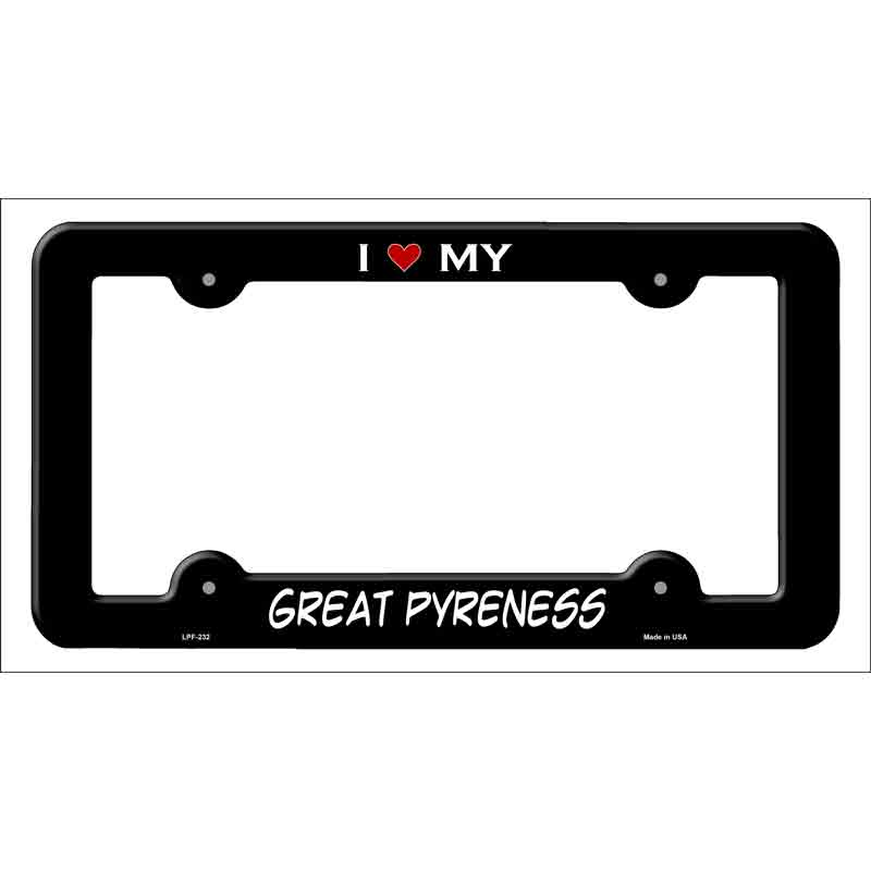 LPF-232b 12 x 6 in. Great Pyreness Novelty Metal License Plate Frame, Black