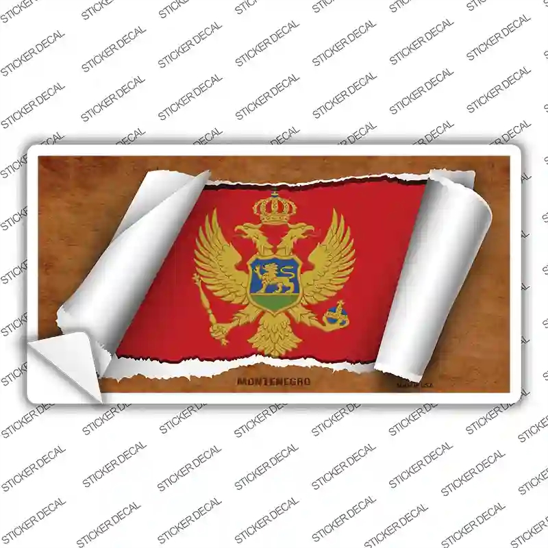 LP-9239s-XL Montenegro Flag Scroll Novelty Sticker Decal - Extra Large