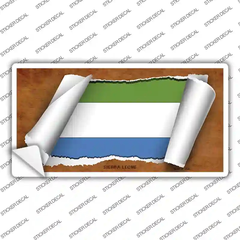 LP-9279s-L Sierra Leone Flag Scroll Novelty Sticker Decal - Large