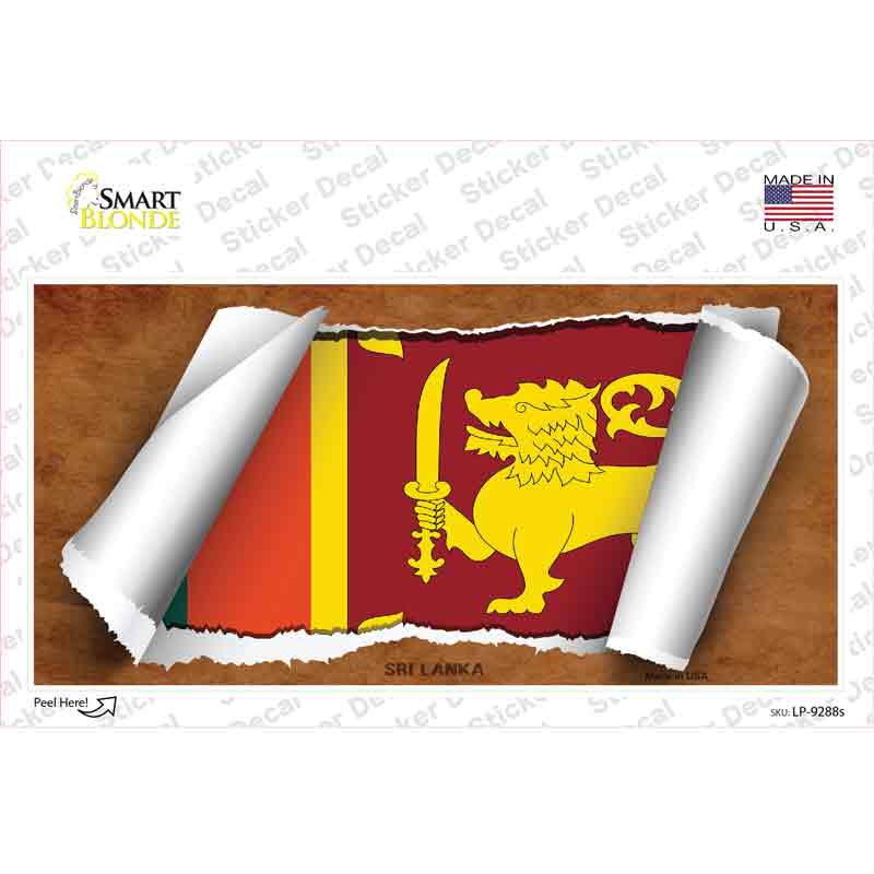 LP-9288s-M Sri Lanka Flag Scroll Novelty Sticker Decal - Medium