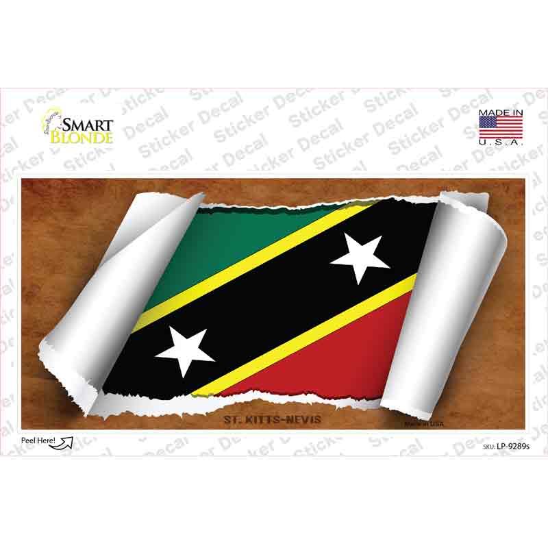 LP-9289s-M St Kitts-Nevis Flag Scroll Novelty Sticker Decal - Medium