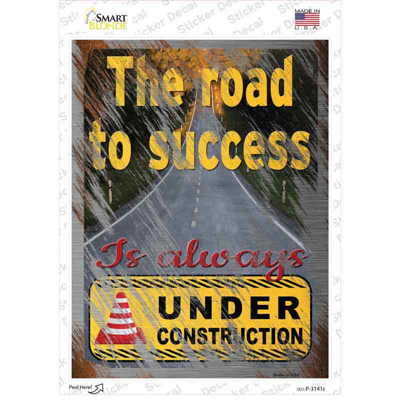 P-3141s-M The Road to Success Novelty Rectangle Sticker Decal - Medium