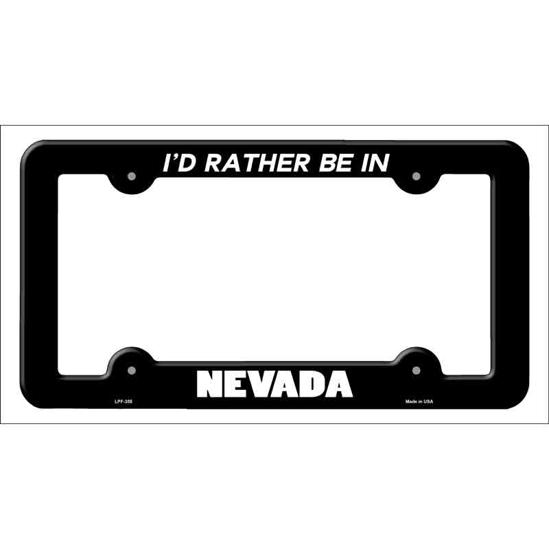 LPF-355b 12 x 6 in. Be in Nevada Novelty Metal License Plate Frame, Black