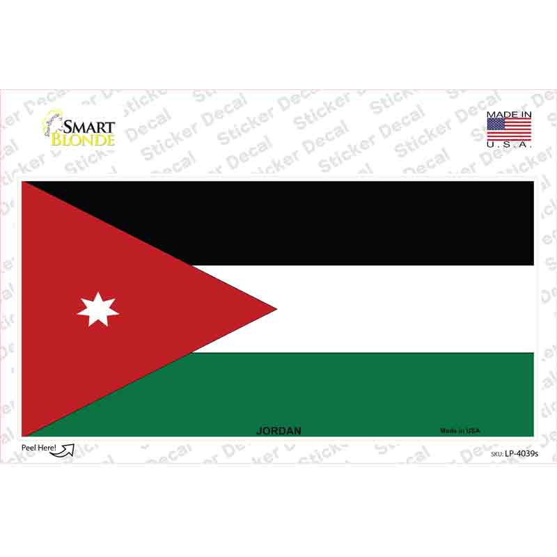 LP-4039s-M Jordan Flag Novelty Sticker Decal - Medium