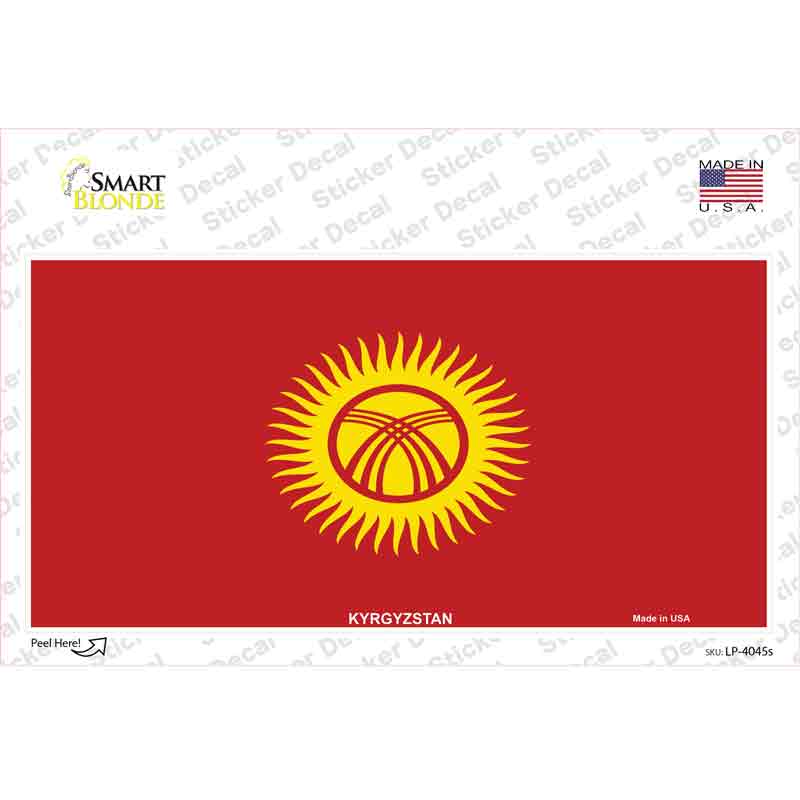 LP-4045s-M Kyrgyzsyan Flag Novelty Sticker Decal - Medium