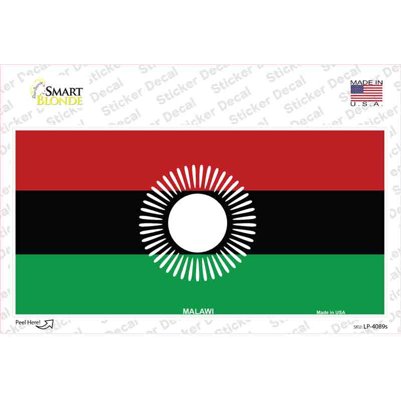 LP-4089s-M Malawi Flag Novelty Sticker Decal - Medium