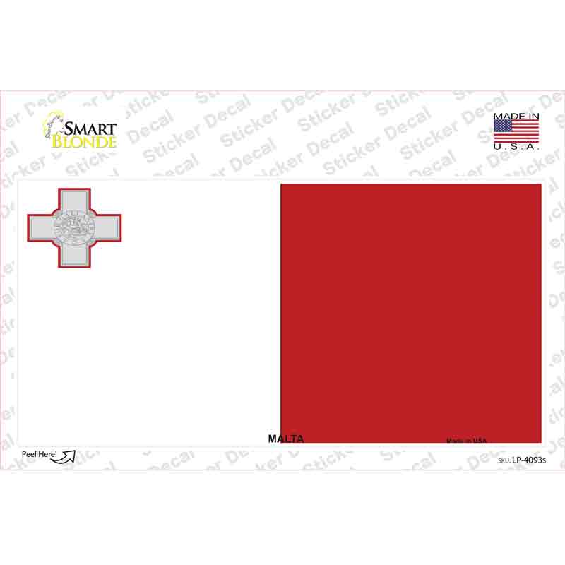 LP-4093s-M Malta Flag Novelty Sticker Decal - Medium
