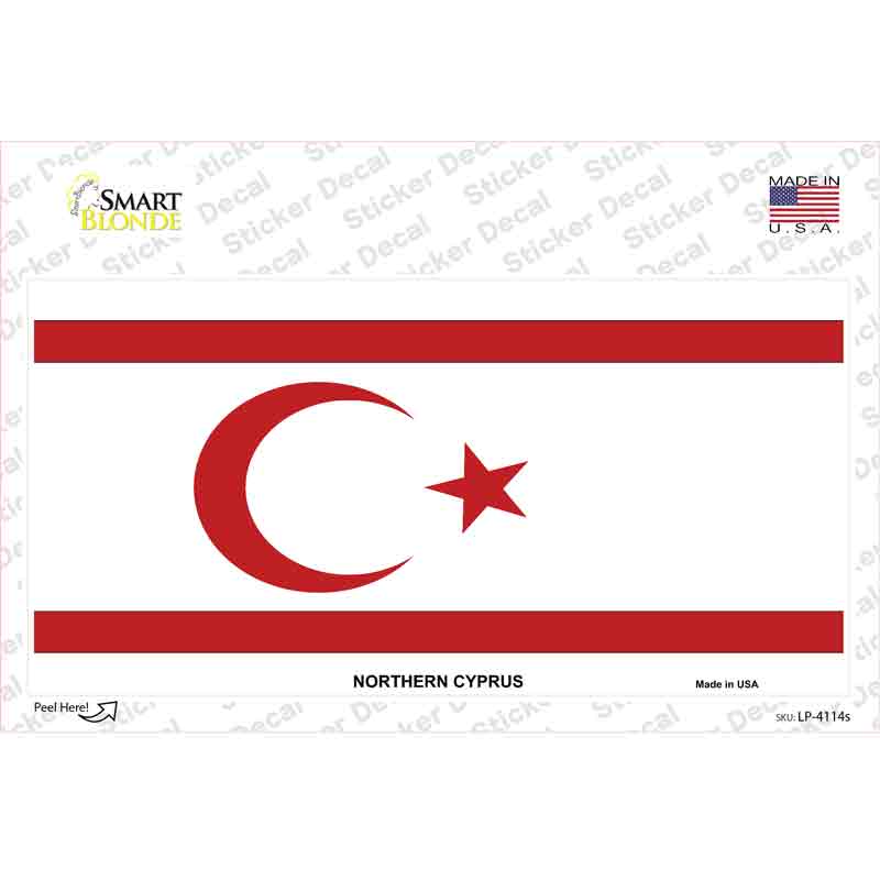 LP-4114s-M Northern Cyprus Flag Novelty Sticker Decal - Medium