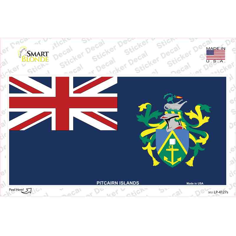 LP-4127s-M Pitcairn Islands Flag Novelty Sticker Decal - Medium