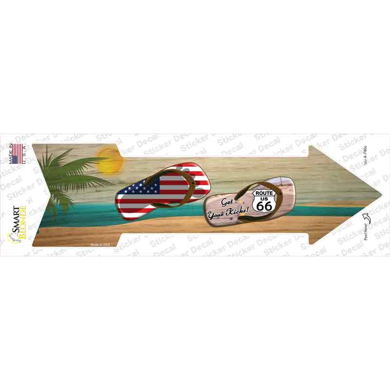 A-746s-M US & Route 66 Flip Flop Novelty Arrow Sticker Decal - Medium