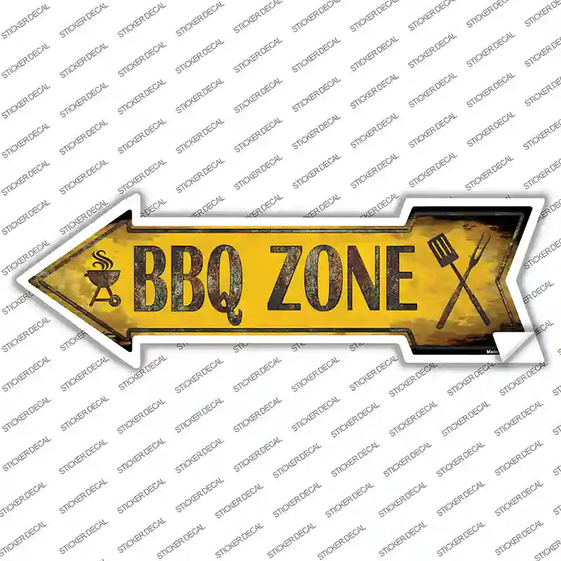 A-749s-S BBQ Zone Left Novelty Arrow Sticker Decal - Small