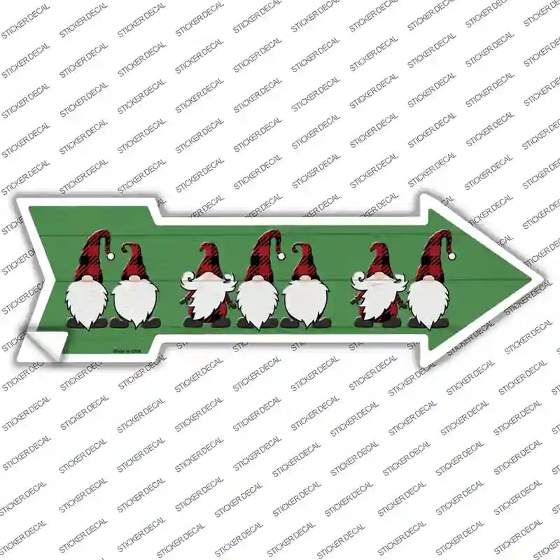 A-753s-L Christmas Gnomes Novelty Arrow Sticker Decal - Large