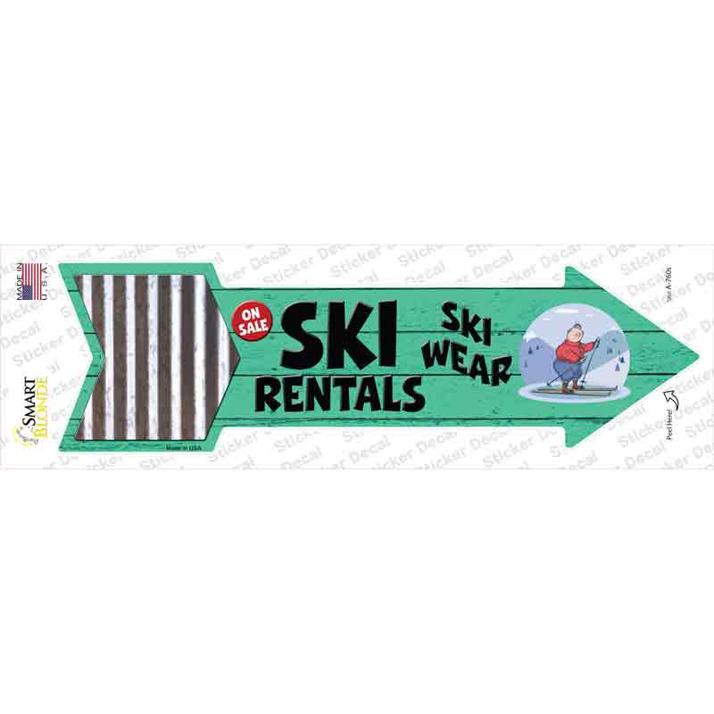 A-760s-M Ski Rentals Novelty Arrow Sticker Decal - Medium
