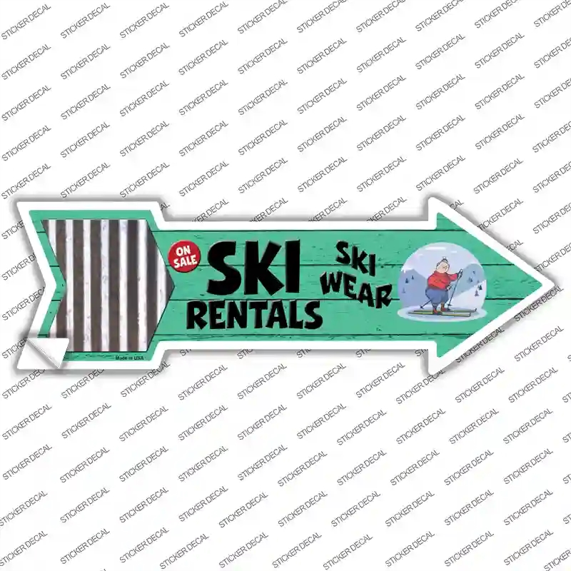 A-760s-S Ski Rentals Novelty Arrow Sticker Decal - Small