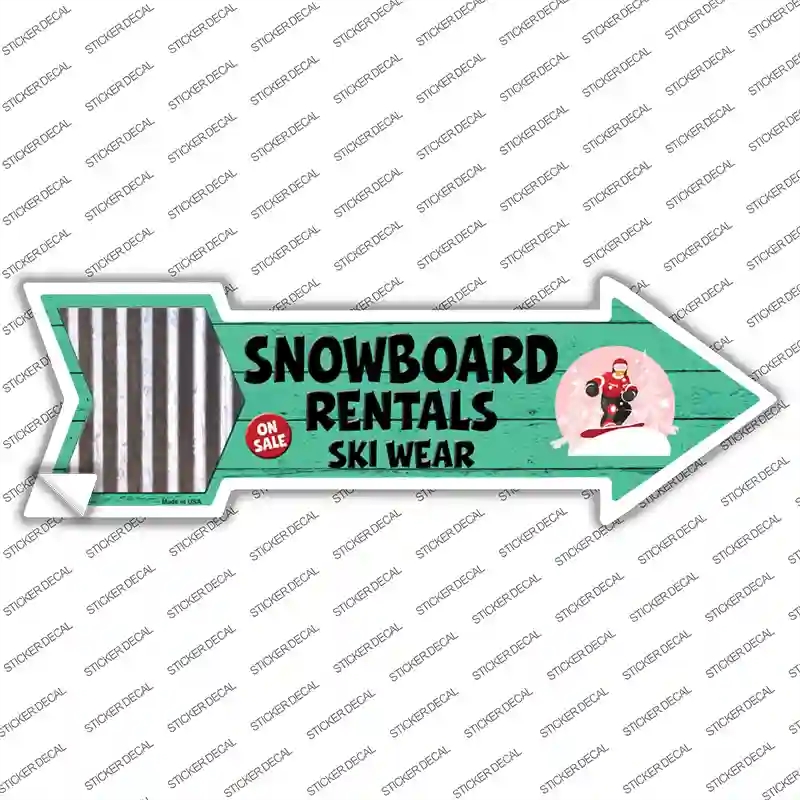 A-761s-L Snowboard Rentals Novelty Arrow Sticker Decal - Large