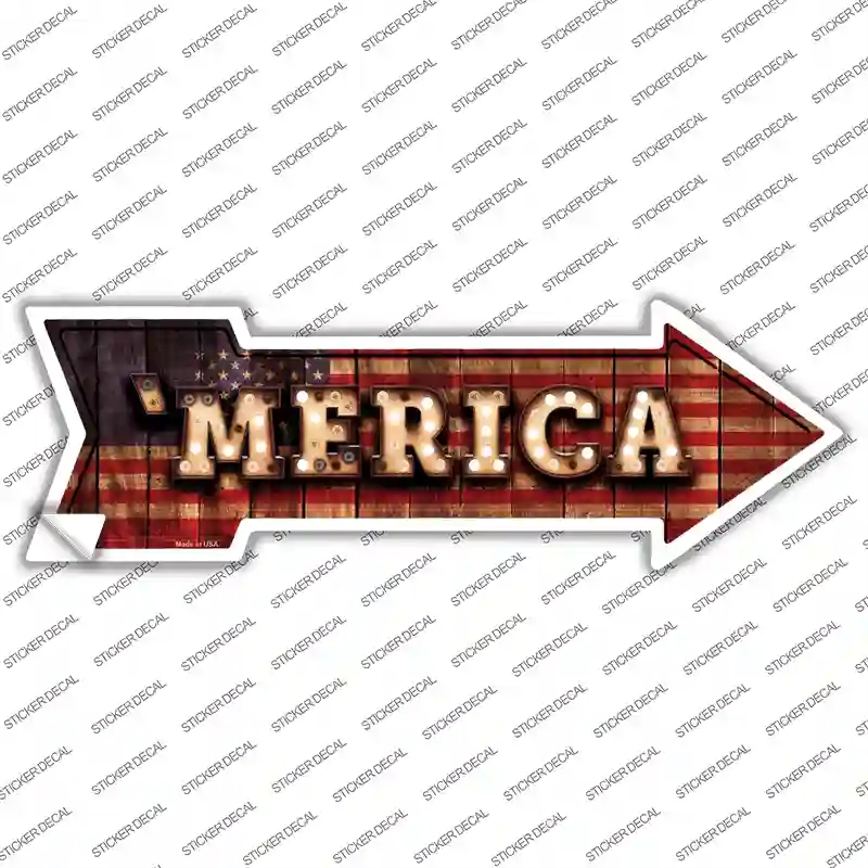 A-649s-XL Merica Bulb Lettering Novelty Arrow Sticker Decal - Extra Large