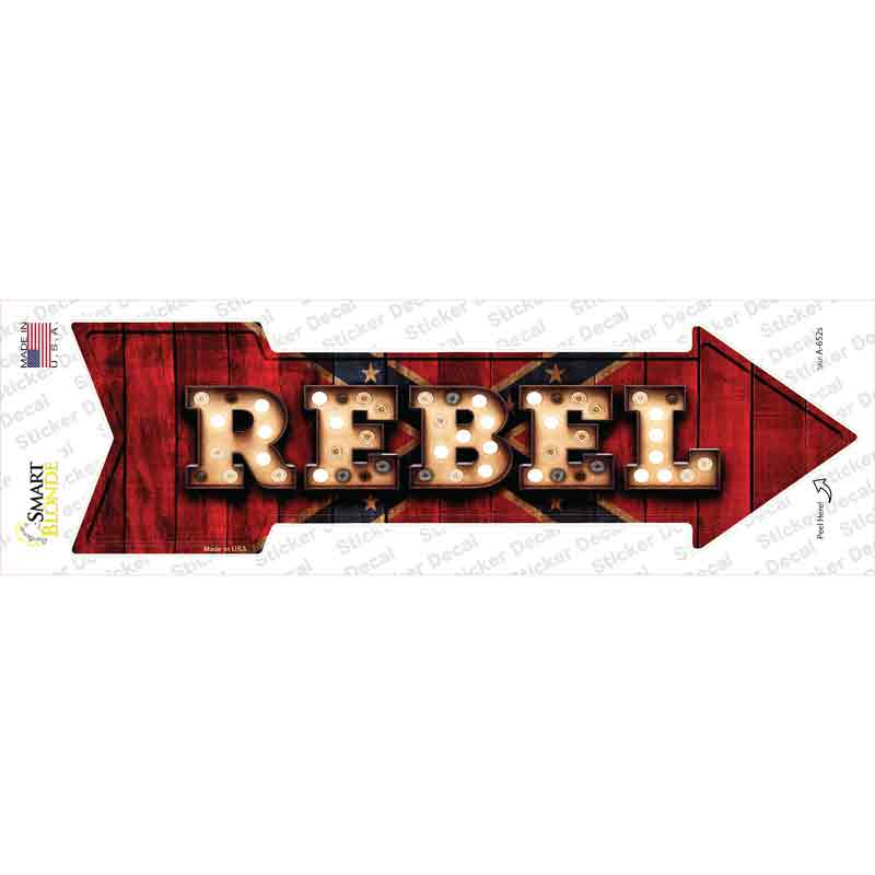 A-652s-M Rebel Bulb Lettering Novelty Arrow Sticker Decal - Medium