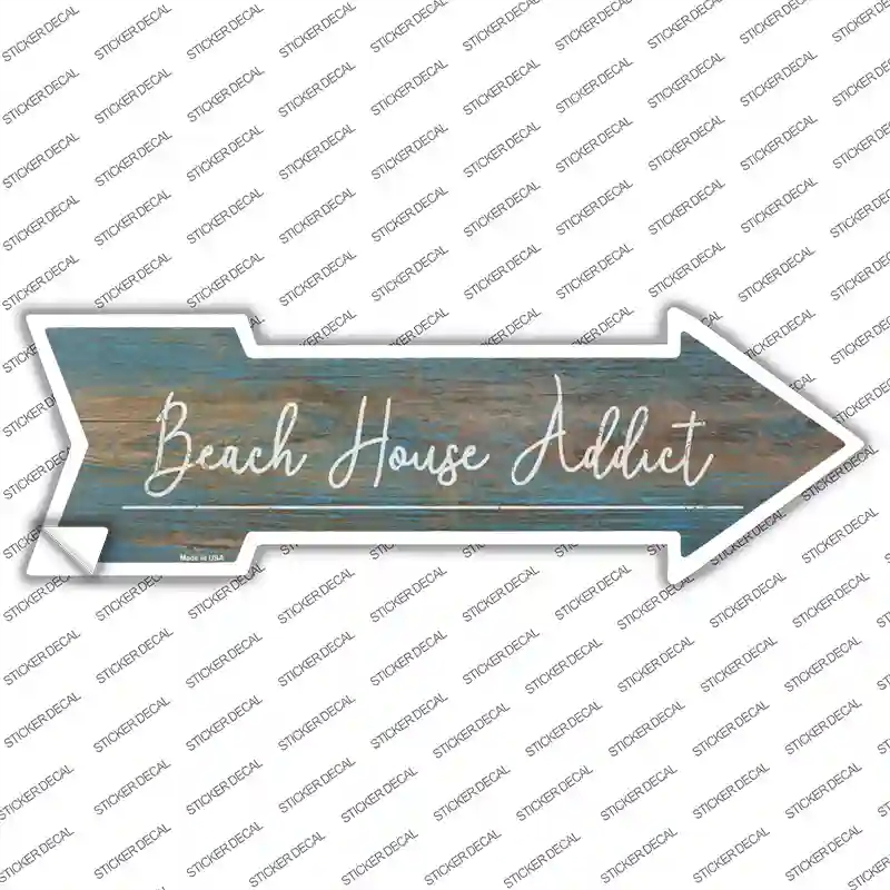A-671s-L Beach House Addict Novelty Arrow Sticker Decal - Large