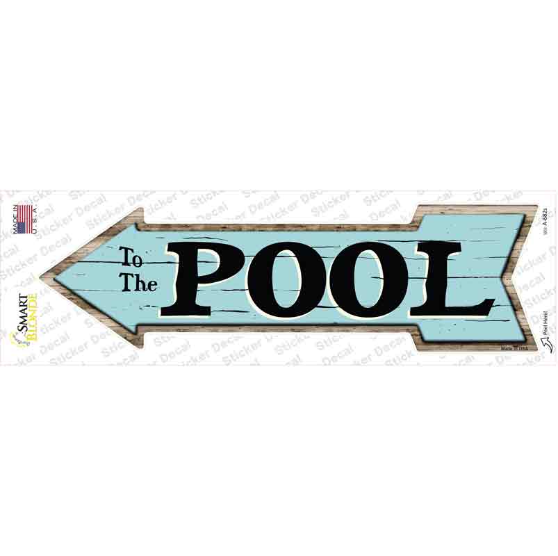 A-682s-M To the Pool left Novelty Arrow Sticker Decal - Medium