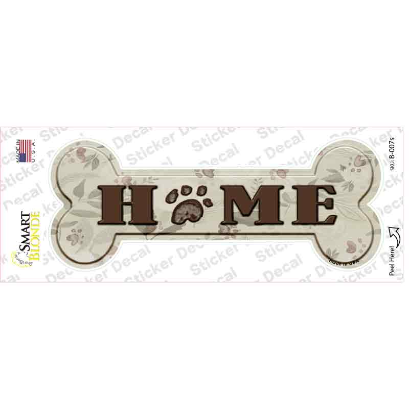 B-007s-M Home with Paw Print Novelty Bone Sticker Decal - Medium