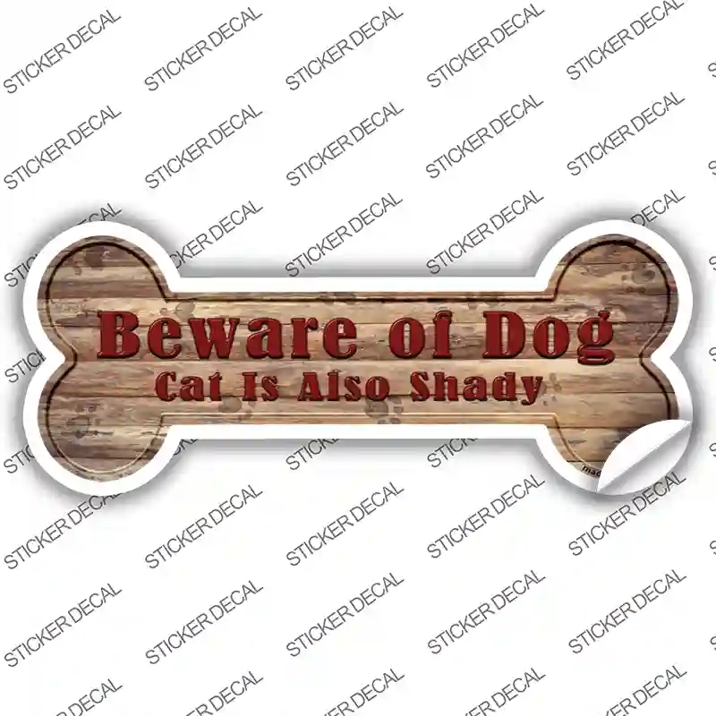 B-012s-L Beware of Dog & Cat Novelty Bone Sticker Decal - Large