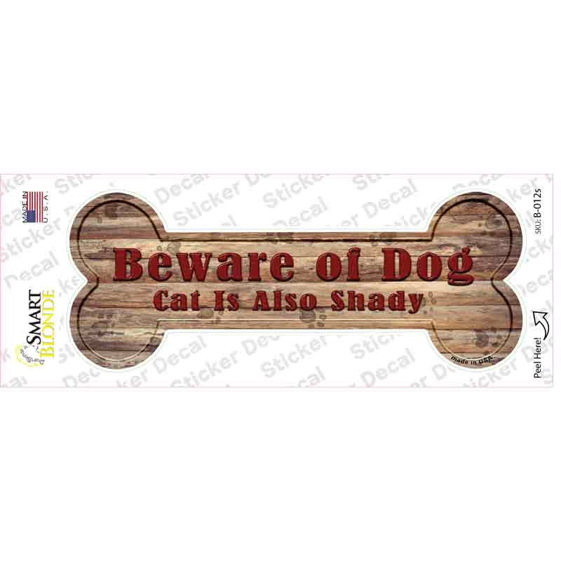 B-012s-M Beware of Dog & Cat Novelty Bone Sticker Decal - Medium