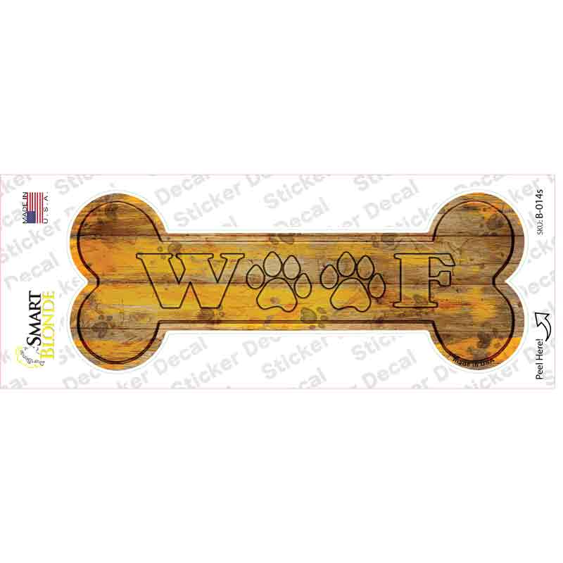 B-014s-M Woof Novelty Bone Sticker Decal - Medium