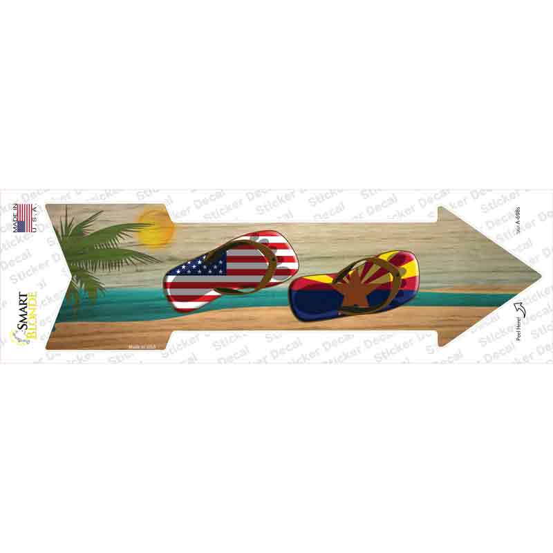 A-698s-M US & Arizona Flag Flip Flop Novelty Arrow Sticker Decal - Medium