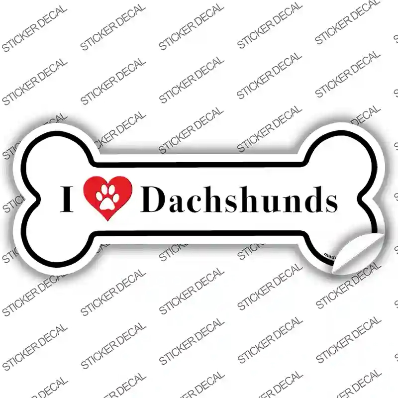 B-141s-S I Love Dachshunds Novelty Bone Sticker Decal - Small