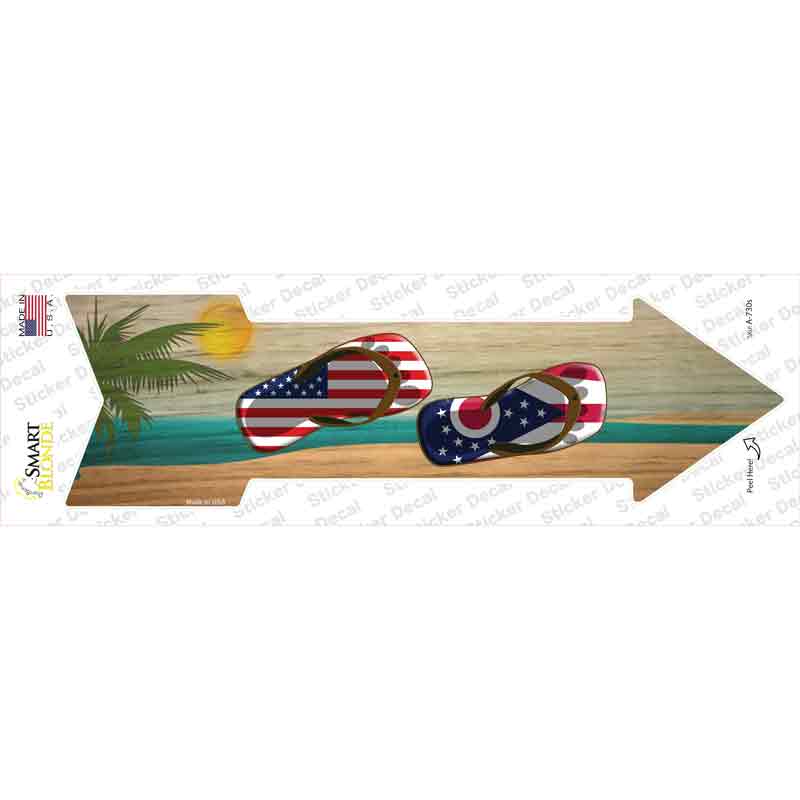 A-730s-M US & Ohio Flag Flip Flop Novelty Arrow Sticker Decal - Medium
