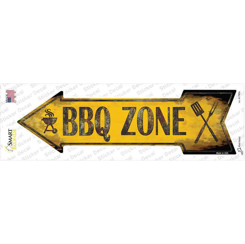 A-749s-M BBQ Zone Left Novelty Arrow Sticker Decal - Medium